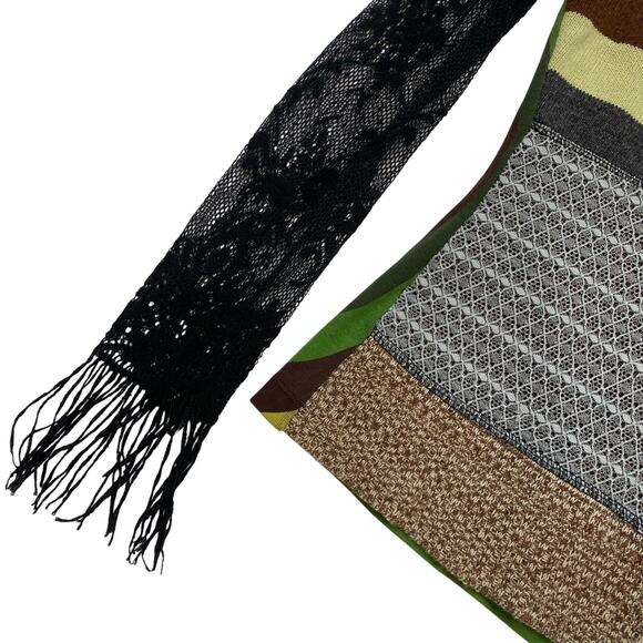 Custo Barcelona Mixed Media Long Sleeve Top with Lace Sleeves - Picture 4 of 6